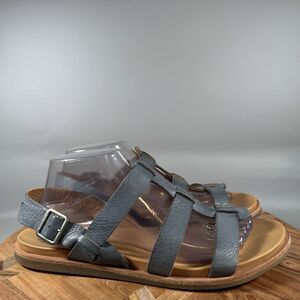 Kork-Ease Women Yoga Leather Strappy Slingback Flat Sandals Size 10 Blue